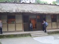 The front door area of the thatched cottage.