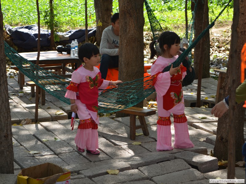 Two little girls enjoying the fish party.