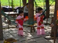 Two little girls enjoying the fish party.
