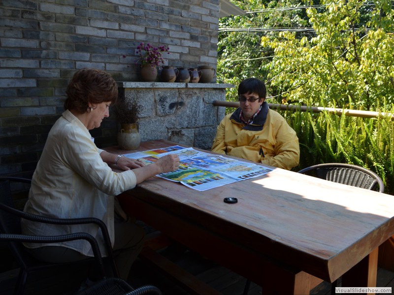 We stopped for a tea break and a look at our map.