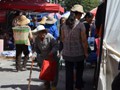 A old woman with her shopping bag.