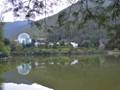 A bird aviary dome across the lake.  It was closed during our visit.