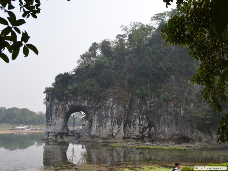 Can you see the elephant drink from the Li River?