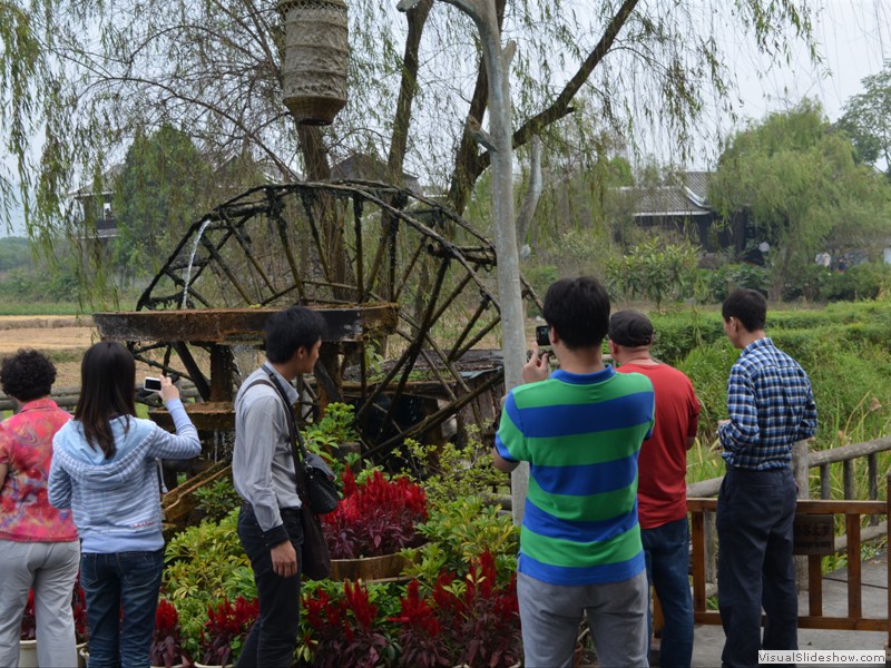 A water wheel pumping water for irigation.