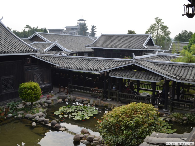 The Koi pond seen from the second floor of that building.