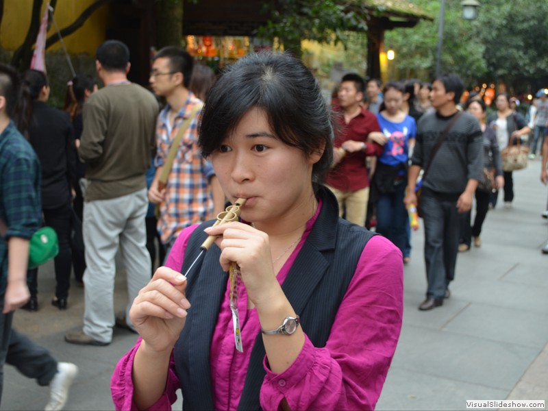 Andrea had fun with a whistle she got. 
