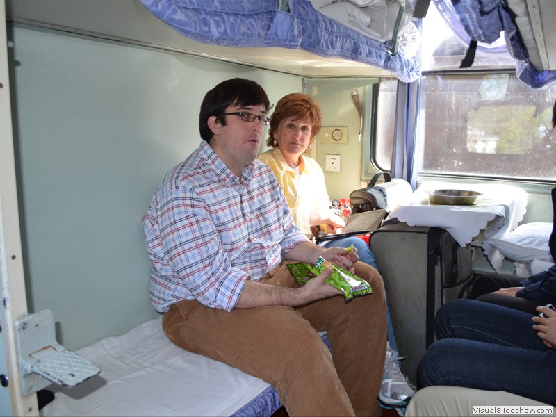 In our sleeper car on the train.