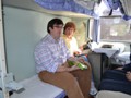 In our sleeper car on the train.