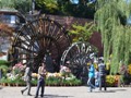 Water wheels in the town square.