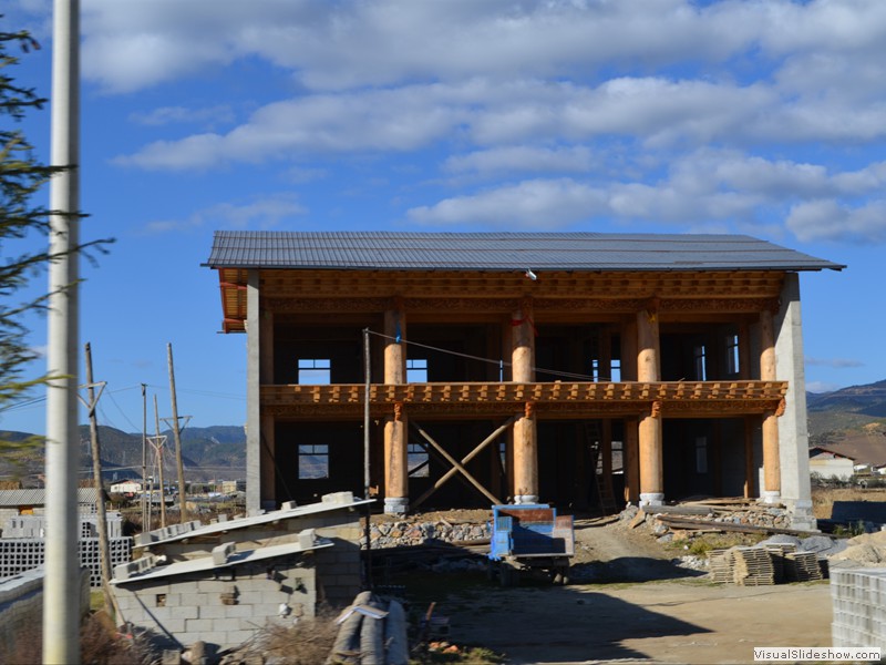 We saw lots of new construction in the area.  This is a typical Tibetain home being built.