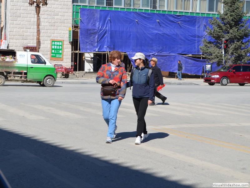 Claudette and Ardrea coming back from shopping.