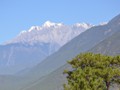 The snowcapped mountains are beautiful.