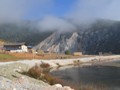 Fog on a small lake near Shangri-La