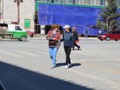 Claudette and Ardrea coming back from shopping.