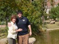 Claudette and Brad in the apartment courtyard.