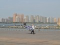 Getting ready to fly a kite by the lake in Suzhou.