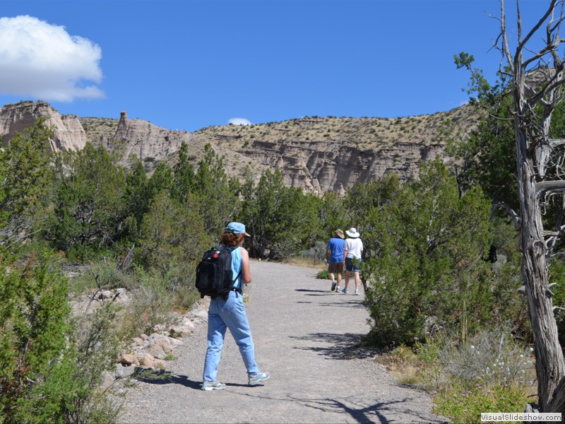 Claudette following the entrance trail.