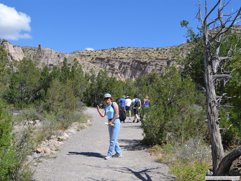 Claudette following the entrance trail.