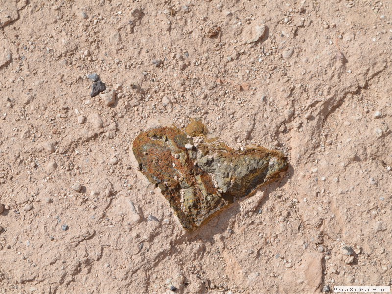 A heart shaped chunk of lava in the punice rock.